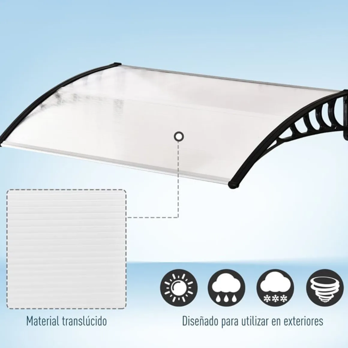 Tejadillo protector Outsunny transparente 150x90x25 cm