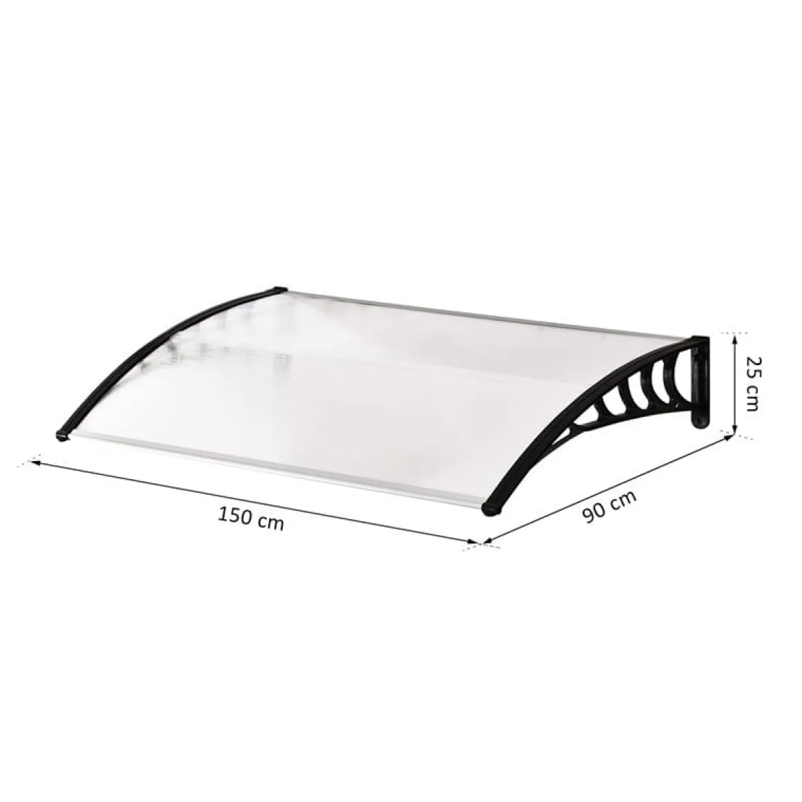 Tejadillo protector Outsunny transparente 150x90x25 cm