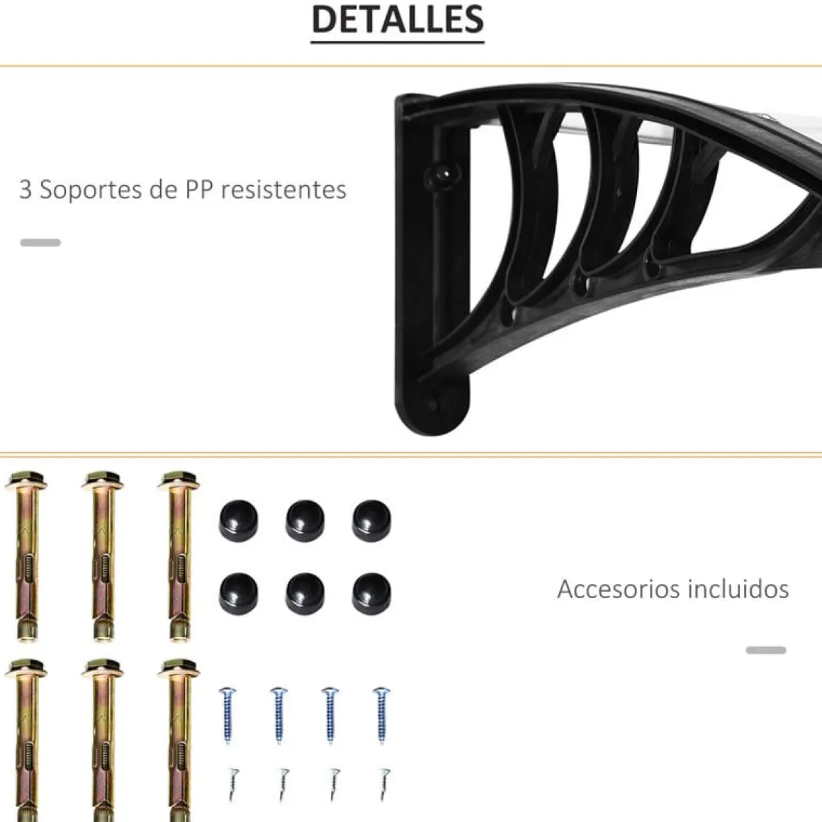 Tejadillo protector Outsunny transparente 195x80 cm