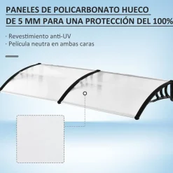 Tejadillo protector Outsunny transparente 195x80 cm
