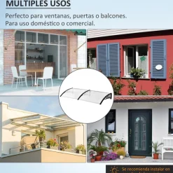 Tejadillo protector Outsunny transparente 195x80 cm