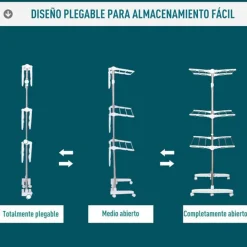 Tendedero de ropa Homcom 3 niveles con ruedas plegable 152x80-142x55 cm