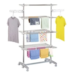 Tendedero de ropa Homcom 4 niveles con ruedas plegable 172x80-142x55 cm