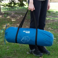 Tienda de campaña Aktive 3 personas de doble techo con avance y accesorios azul/verde