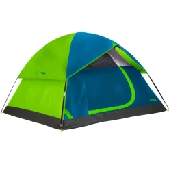 Tienda de campaña Aktive Camping 4 personas doble techo verde/azul 130x240x210 cm