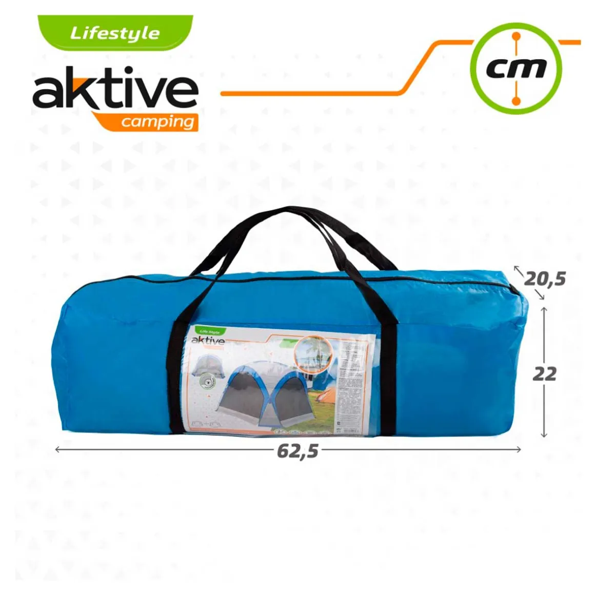 Tienda de campaña Aktive con mosquitera azul/gris 260x350x350 cm