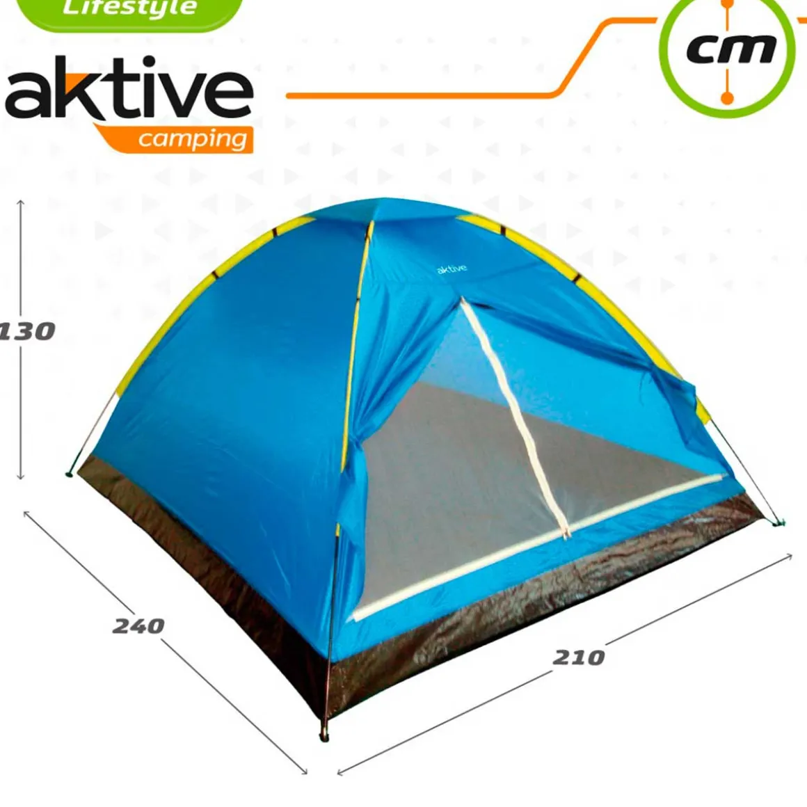 Tienda de campaña Dome Aktive Camping 4 personas azul 130x210x240 cm