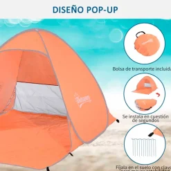 Tienda de campaña Outsunny 1/2 plazas pop-up naranja 119x150x200 cm