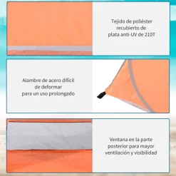Tienda de campaña Outsunny 1/2 plazas pop-up naranja 119x150x200 cm