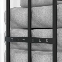 Toallero de pared Merlín Homcom 6 toallas extragrandes metal negro 74x21x12 cm
