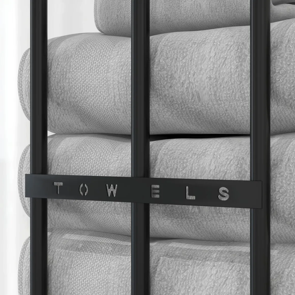 Toallero de pared Merlín Homcom 6 toallas extragrandes metal negro 74x21x12 cm