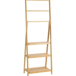 Toallero de pie Camelot Homcom 3 barras + 3 estantes bambú natural 152x53x40,5 cm