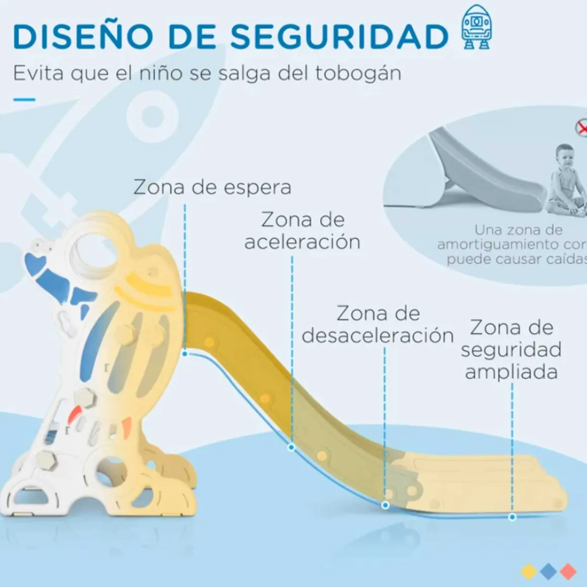 Tobogán infantil AiyaPlay con 3 escalones azul/gris 80x46,5x157 cm