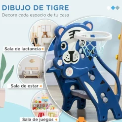 Tobogán infantil Aiyaplay con escaleras + canasta 74x131x50 cm