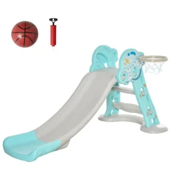 Tobogán infantil Homcom con canasta +18M azul/gris 75x35x140 cm