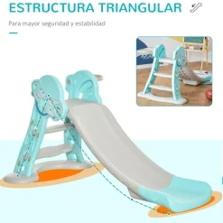 Tobogán infantil Homcom con canasta +18M azul/gris 75x35x140 cm
