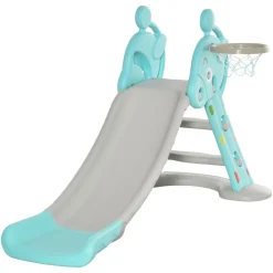 Tobogán infantil Libélula Homcom plegable con canasta +18 meses azul/gris 85,5x147x82 cm