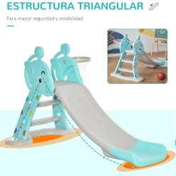 Tobogán infantil Libélula Homcom plegable con canasta +18 meses azul/gris 85,5x147x82 cm