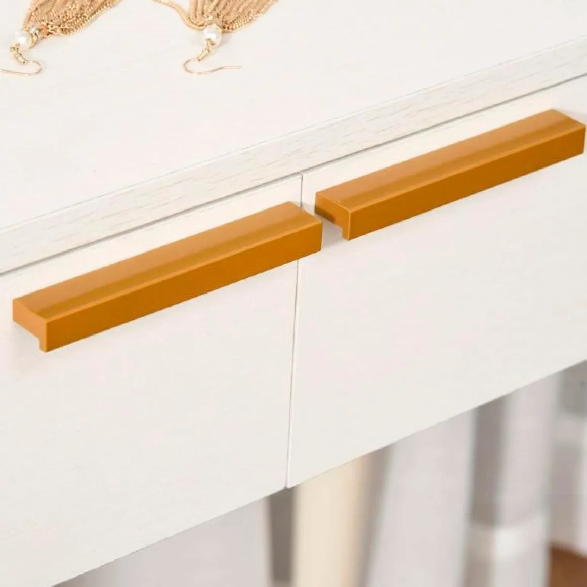 Tocador con espejo Homcom 2 cajones blanco/dorado 123x80x40 cm