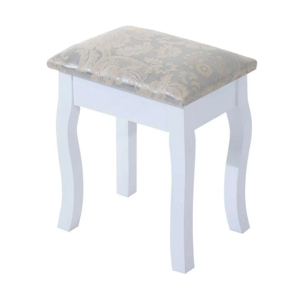 Tocador con taburete Homcom y espejo 360º blanco