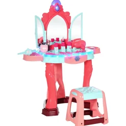Tocador de juguete Clarice Aiyaplay espejo + taburete +3A rosa 76x57x34 cm
