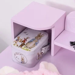 Tocador infantil Homcom con taburete+espejo rosa 93x60x34 cm