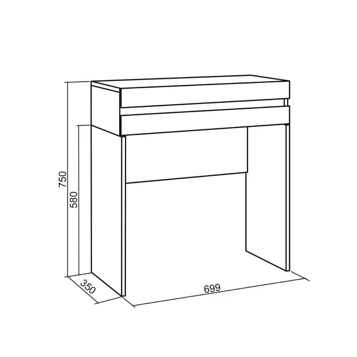Tocador Kroma con cajón 75x69,9x35 cm
