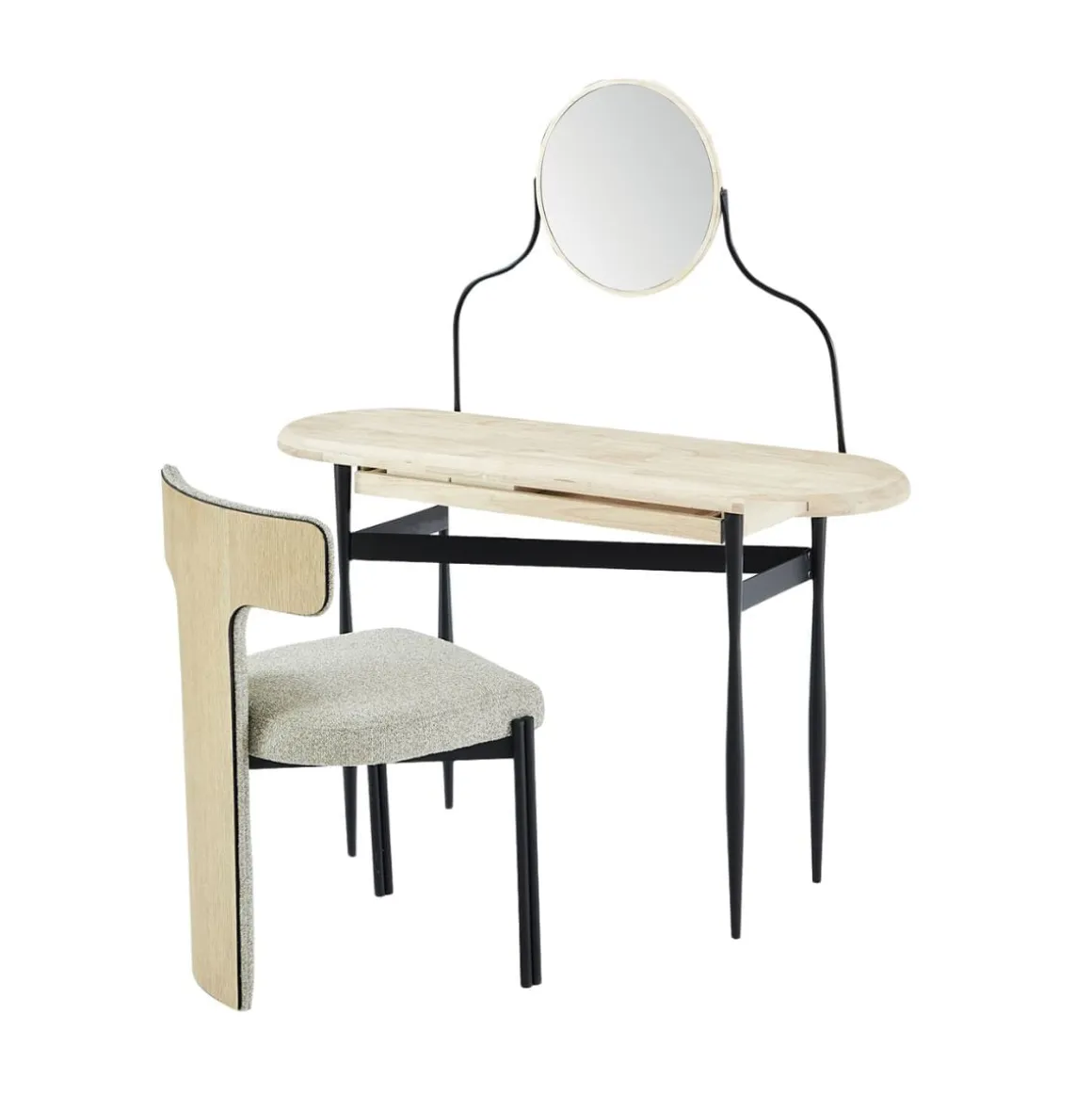 Tocador Moon con cajón nordish/negro 80x120x40 cm
