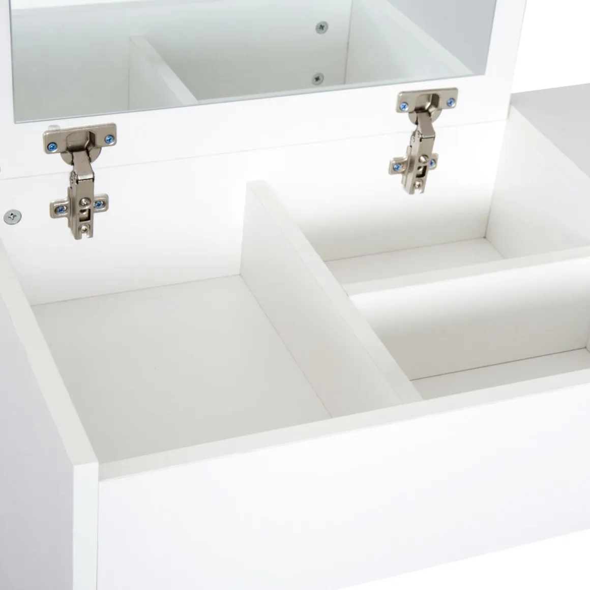 Tocador Trigo Homcom espejo abatible + cajón blanco 79x80x40 cm