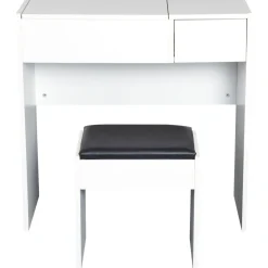 Tocador Trigo Homcom espejo abatible + cajón blanco 79x80x40 cm