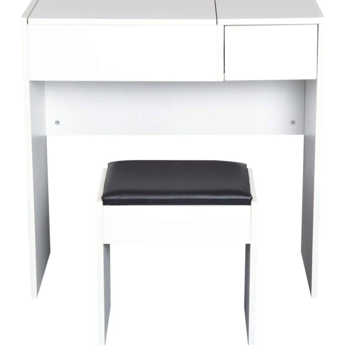 Tocador Trigo Homcom espejo abatible + cajón blanco 79x80x40 cm