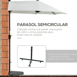 Toldo de pared Omaha semicircular con manivela + base cruzada crema 240x200x190 cm