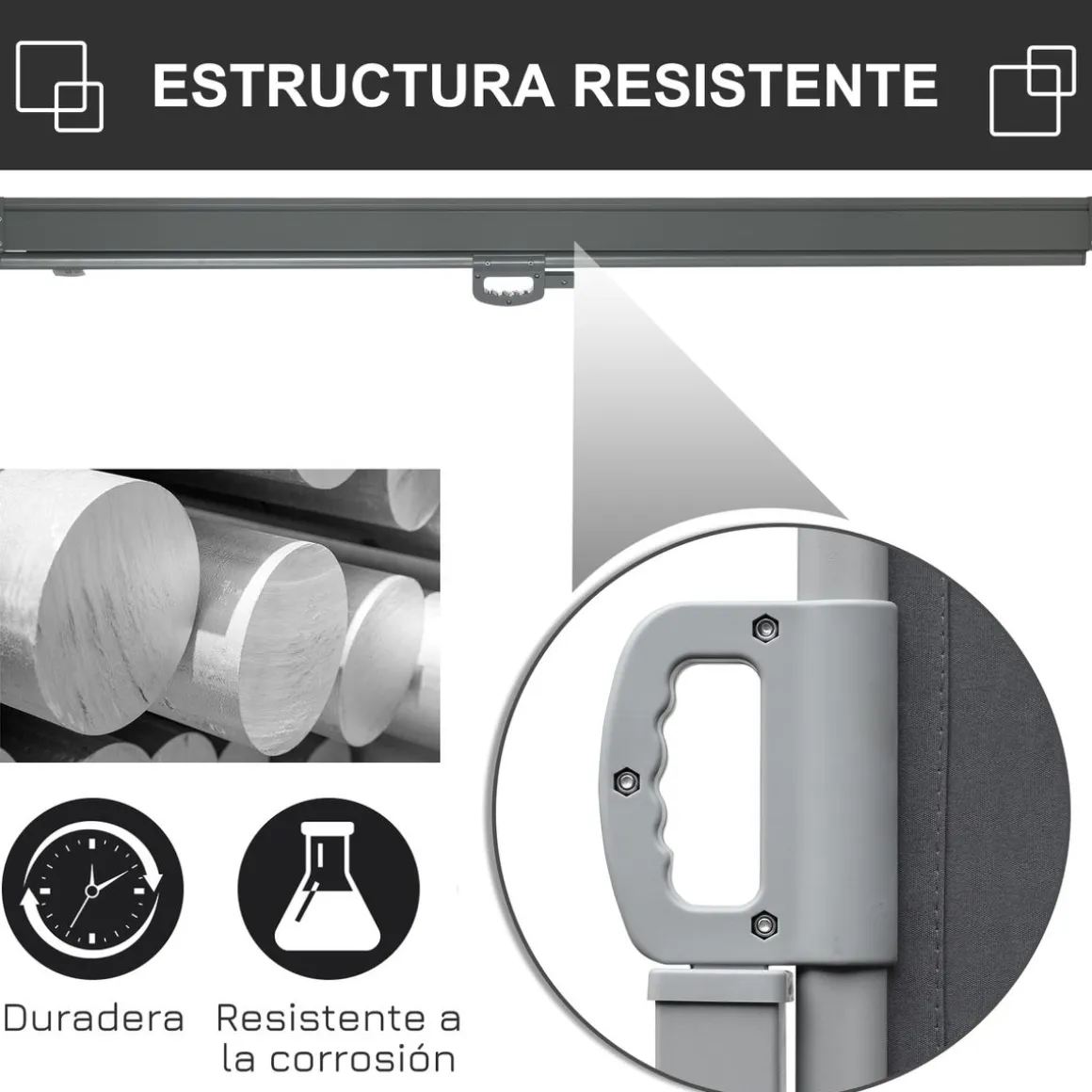 Toldo lateral Outsunny enrollable retráctil gris 180x300 cm