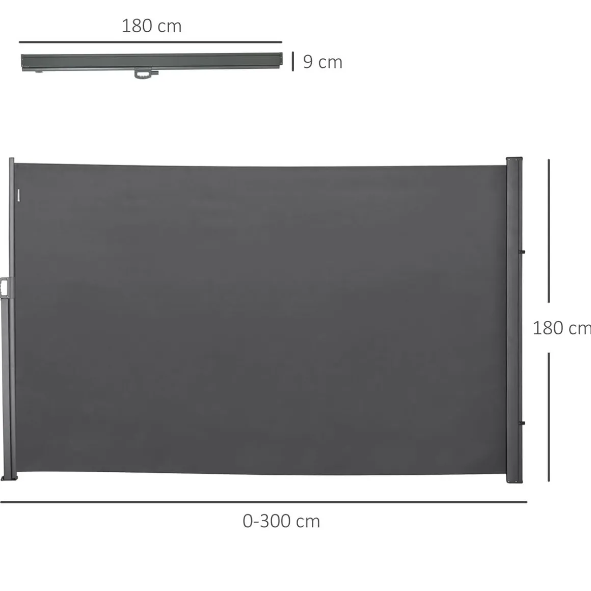 Toldo lateral Outsunny enrollable retráctil gris 180x300 cm