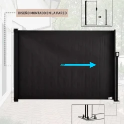 Toldo lateral Outsunny retráctil negro 180x350 cm