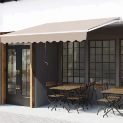 Toldo manual Almería Outsunny retráctil anti-UV beige 295x200 cm