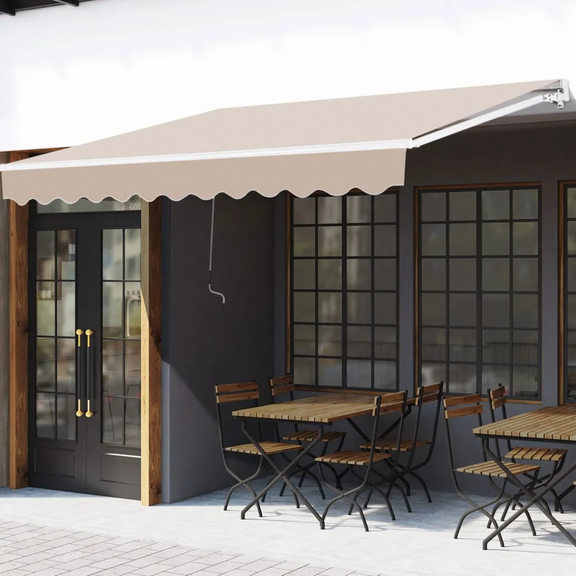 Toldo manual Almería Outsunny retráctil anti-UV beige 295x200 cm
