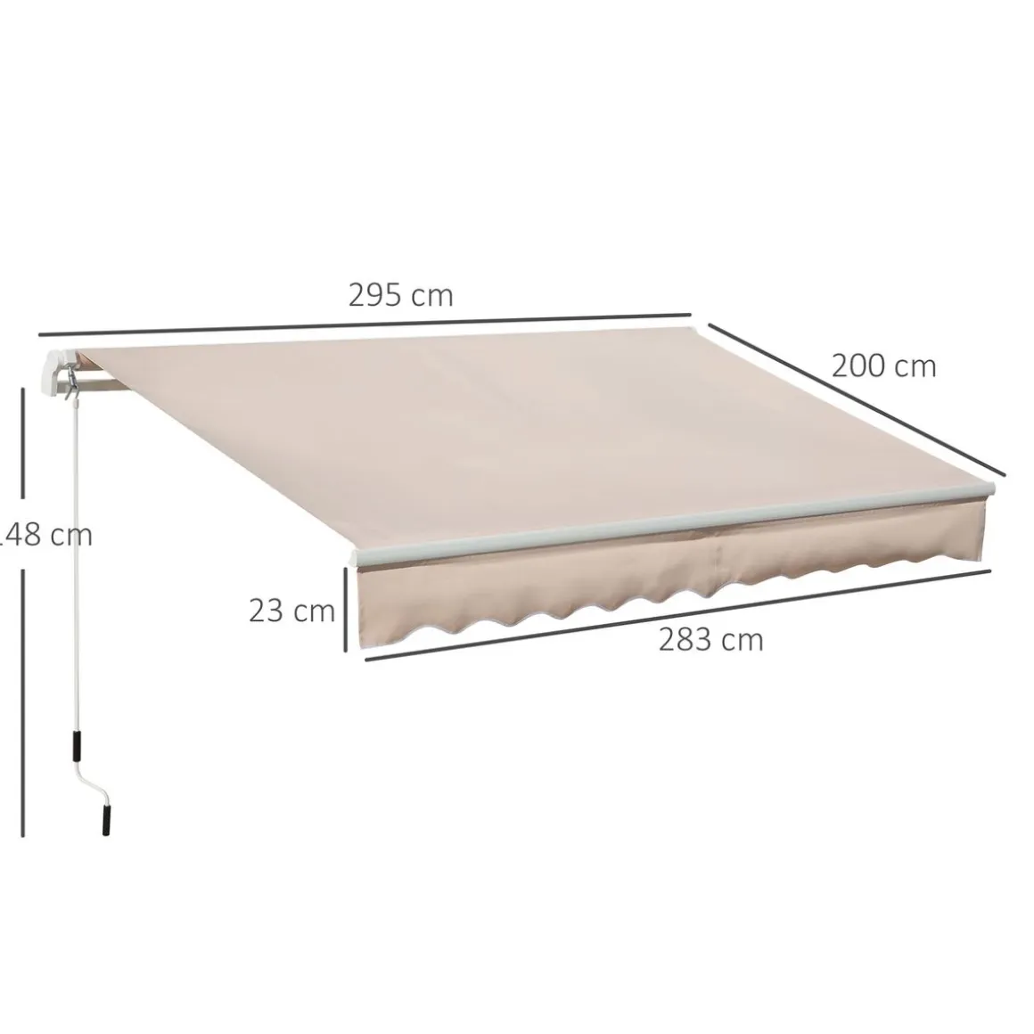Toldo manual Almería Outsunny retráctil anti-UV beige 295x200 cm