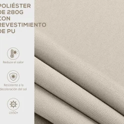 Toldo manual Badajoz Outsunny protección UV50+ crema 200x250 cm