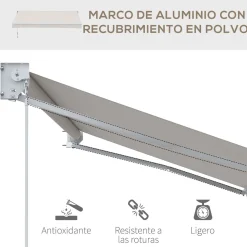 Toldo manual Badajoz Outsunny protección UV50+ crema 200x250 cm