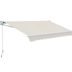 Toldo manual Cáceres Outsunny protección UV50+ crema 200x295 cm