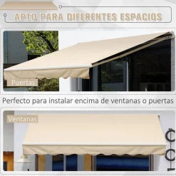 Toldo manual Outsunny beige 245x395 cm