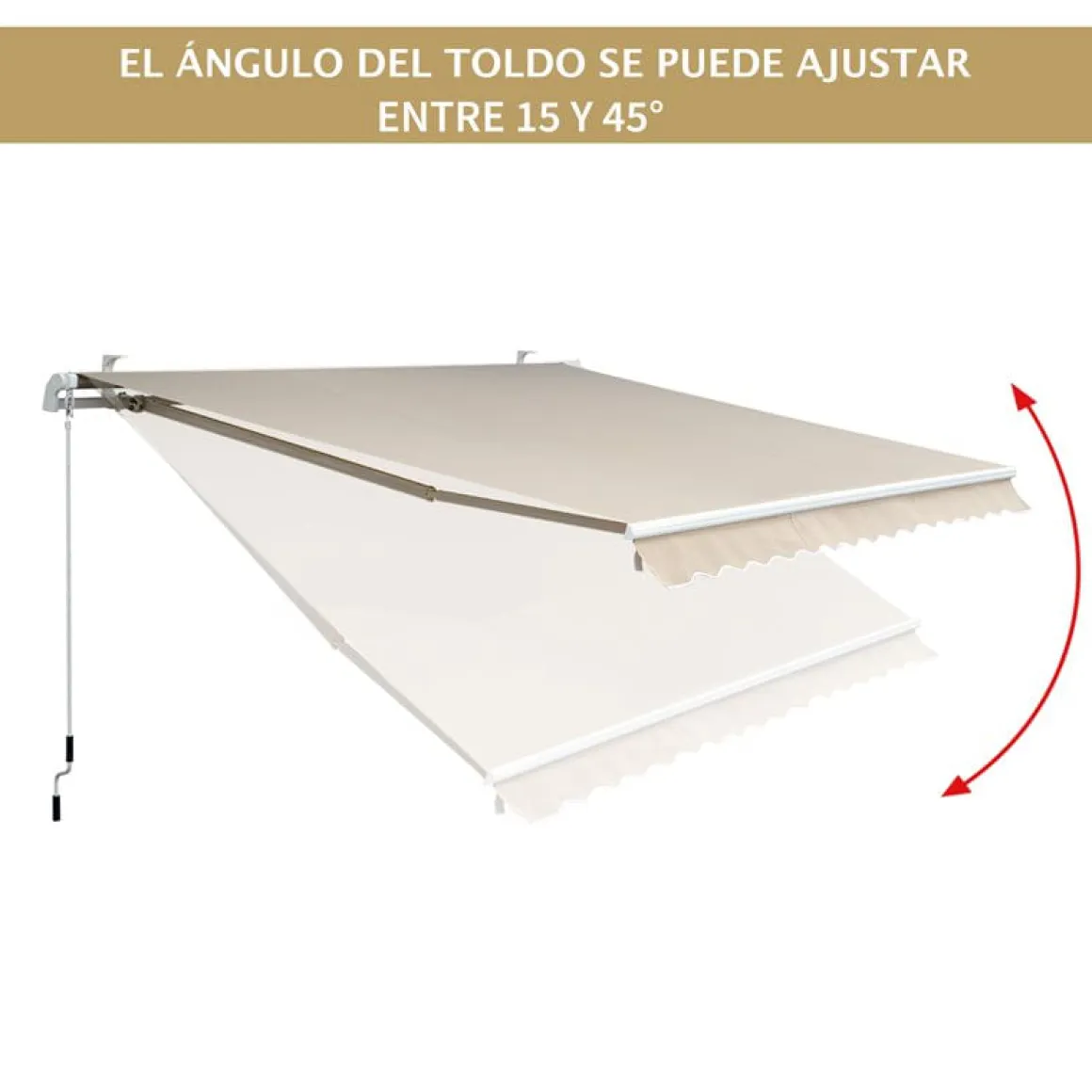 Toldo manual Outsunny con manivela ángulo ajustable crema 160x295x0-250 cm