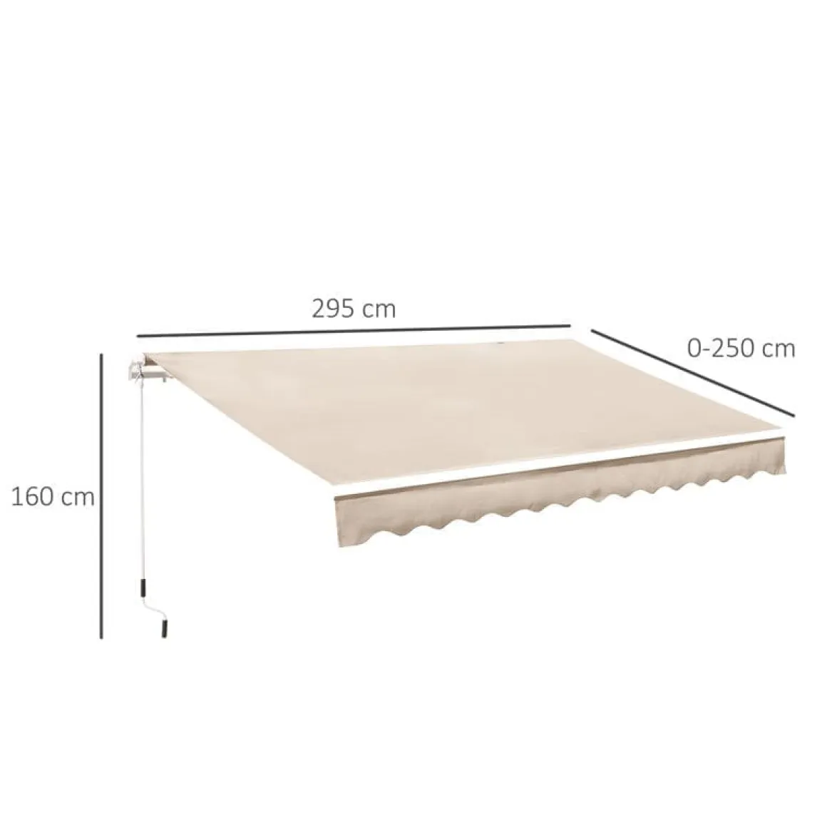 Toldo manual Outsunny con manivela ángulo ajustable crema 160x295x0-250 cm