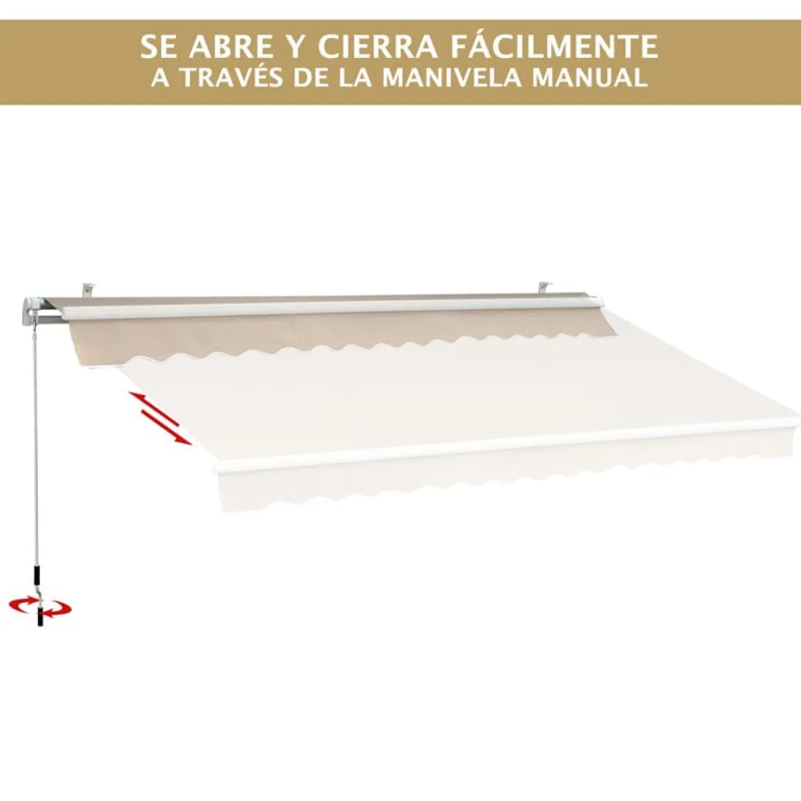Toldo manual Outsunny con manivela ángulo ajustable crema 160x295x0-250 cm