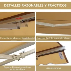 Toldo manual Outsunny con manivela ángulo ajustable crema 160x295x0-250 cm