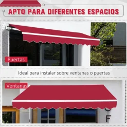 Toldo manual Outsunny rojo 245x395 cm