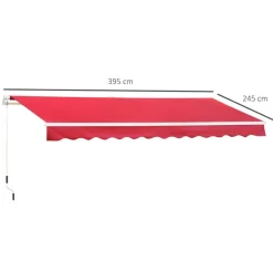 Toldo manual Outsunny rojo 245x395 cm