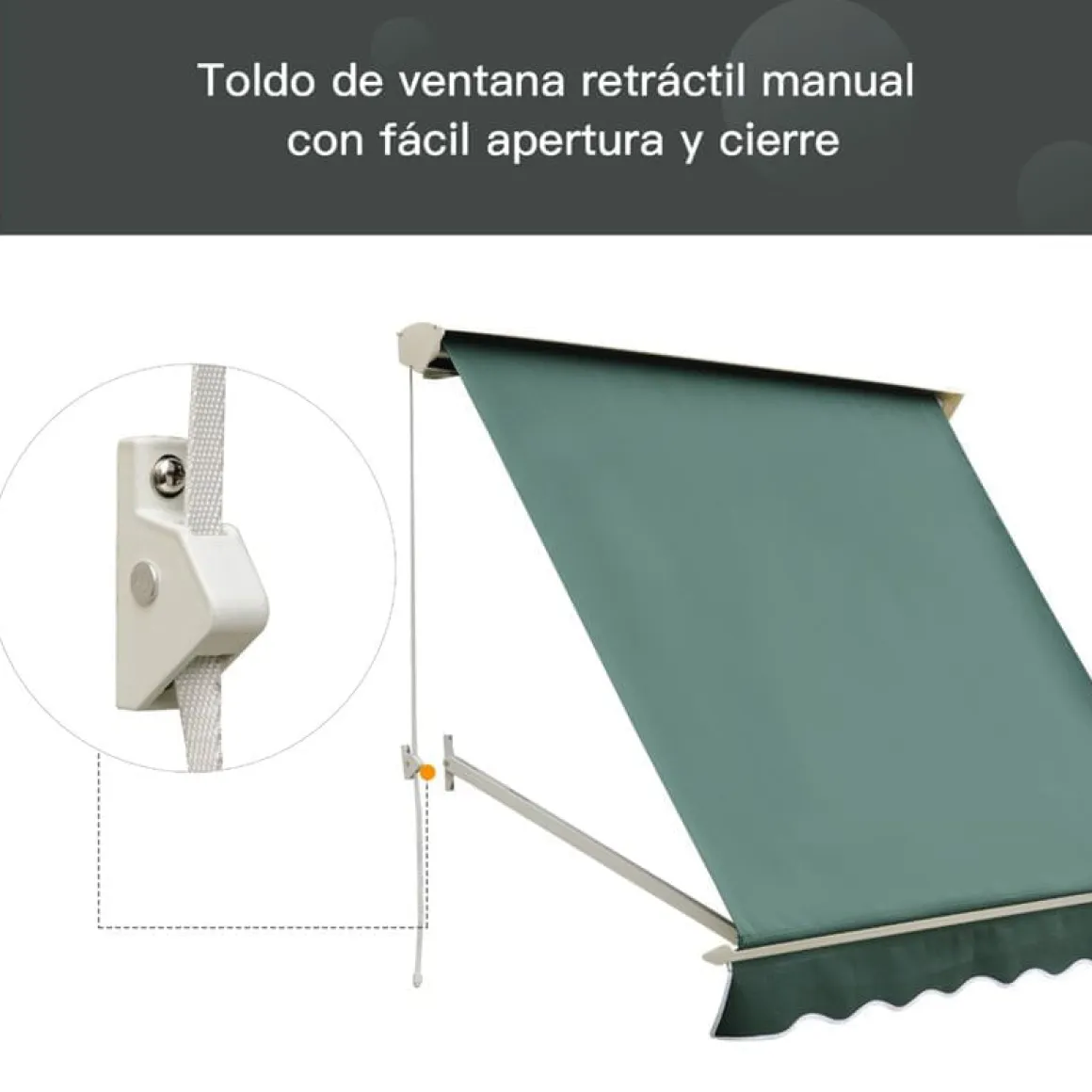 Toldo Outsunny para ventana/puerta retráctil verde 132x180x70 cm
