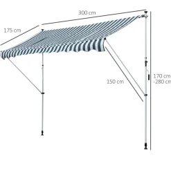 Toldo portátil Cumbre Outsunny retráctil con manivela 170-280x300x150 cm
